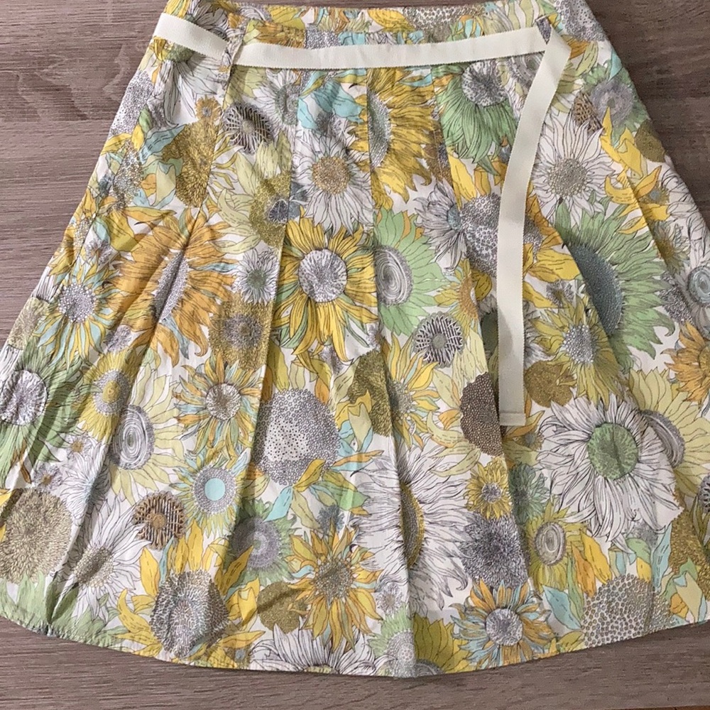 J.Crew Liberty of London Pleated Sunflower Skirt